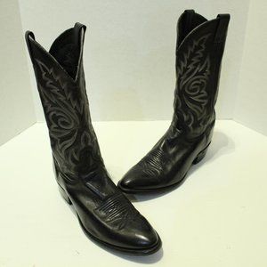 Justin Leather Cowboy Boots 1409 White Stitching